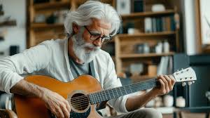 Older man playing the guitar